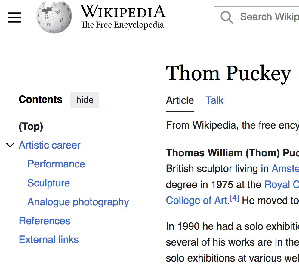 image of Renewed Wikipedia entry news Thom Puckey